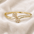 Gold-toned pearl floral kada bracelet with cz stones openable free size 