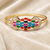 Multicolour stone gold-toned openable kada bracelet for women free size 