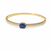 Gold-toned kada bangle with blue oval stone and pearl accents openable free size 