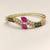 Gold-toned ruby & emerald pearl kada bracelet for women openable free size 