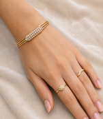 Gold-toned pearl embellished openable kada bracelet for girl or women free size 