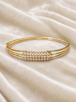 Gold-toned pearl embellished openable kada bracelet for girl or women free size  2