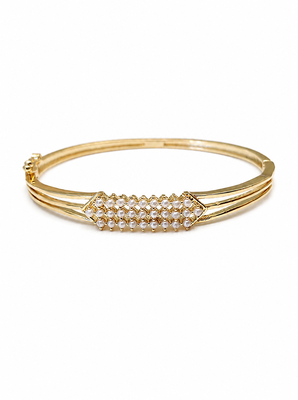 Gold-toned pearl embellished openable kada bracelet for girl or women free size  3