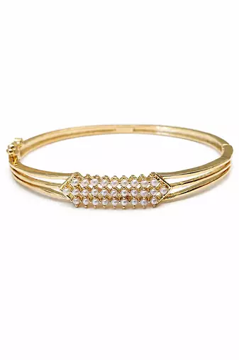 Gold-toned pearl embellished openable kada bracelet for girl or women free size 
