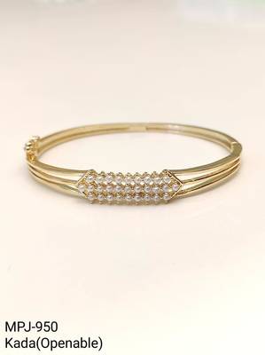 Gold-toned pearl embellished openable kada bracelet for girl or women free size  4