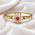 Gold-plated floral bangle with ruby and pearl stones openable free size 