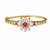 Gold-plated floral bangle with ruby and pearl stones openable free size 