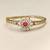 Gold-plated floral bangle with ruby and pearl stones openable free size 