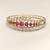 Gold-toned ruby & pearl floral kada bangle, openable free size 