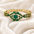 Green stone gold-tone kada bangle bracelet with openable clasp free size 