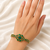Green stone gold-tone kada bangle bracelet with openable clasp free size 