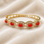 Gold-toned coral stone and pearl kada openable bangle free size 