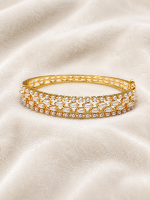 Pearl embellished gold-tone openable kada bangle for women free size  1