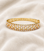 Pearl embellished gold-tone openable kada bangle for women free size 