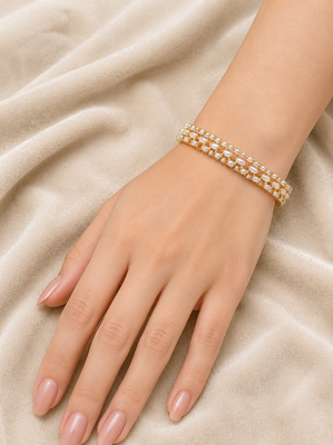 Pearl embellished gold-tone openable kada bangle for women free size  2