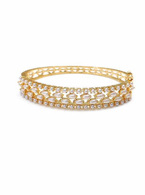 Pearl embellished gold-tone openable kada bangle for women free size  3