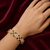 Gold-toned floral kada bangle with pearl & multicolour stones openable free size 