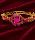 Ruby stone gold-toned kada bracelet for women openable free size 