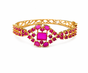 Ruby stone gold-toned kada bracelet for women openable free size  3