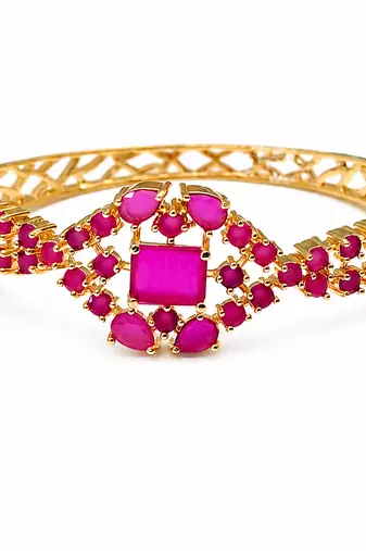 Ruby stone gold-toned kada bracelet for women openable free size 