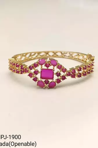 Ruby stone gold-toned kada bracelet for women openable free size 