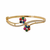 Gold-plated navratan floral kada bracelet with cz stones openable free size 