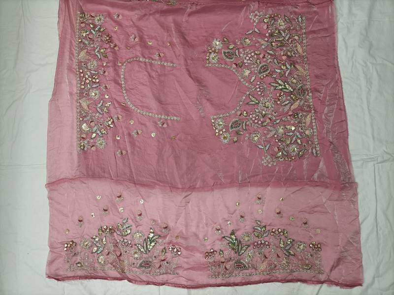 Pink Satin Heavy Embroidery Sequence work Lehenga Choli with Dupatta