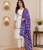 Wine laday premium khadi cotton fabric embroidery work kurta set with dupatta