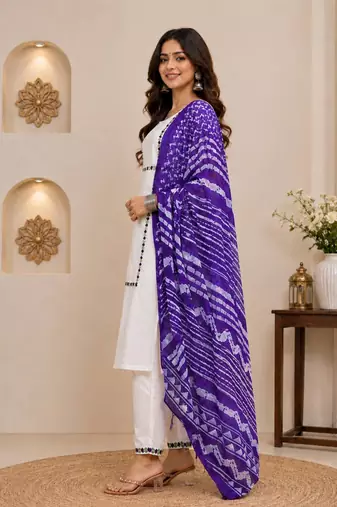 Wine laday premium khadi cotton fabric embroidery work kurta set with dupatta