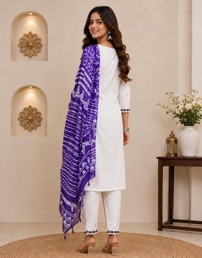 Wine laday premium khadi cotton fabric embroidery work kurta set with dupatta