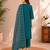 Turquoise blue cotton kurta pant & dupatta set for women