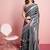 Grey printed satin fashion saree with blouse piece