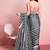 Grey printed satin fashion saree with blouse piece