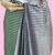 Grey printed satin fashion saree with blouse piece