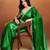 Green plain tissue festive wear saree with blouse piece