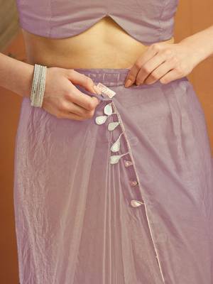 Lavender plain tissue festive wear saree with blouse piece 5