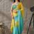 Multi plain satin designer saree with blouse piece