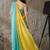 Multi plain satin designer saree with blouse piece