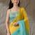 Multi plain satin designer saree with blouse piece