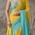 Multi plain satin designer saree with blouse piece
