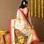 Off white printed art silk traditional saree with blouse piece