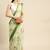 Green elegant printed polycotton saree with blouse piece