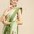 Green elegant printed polycotton saree with blouse piece