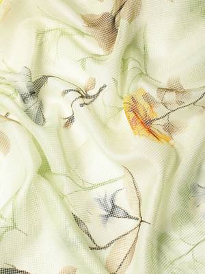 Green elegant printed polycotton saree with blouse piece 4