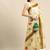 Cream elegant printed polycotton saree with blouse piece