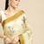 Cream elegant printed polycotton saree with blouse piece