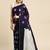 Navy blue elegant printed silk cotton saree with blouse piece