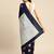 Navy blue elegant printed silk cotton saree with blouse piece