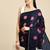 Navy blue elegant printed silk cotton saree with blouse piece