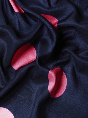 Navy blue elegant printed silk cotton saree with blouse piece 4